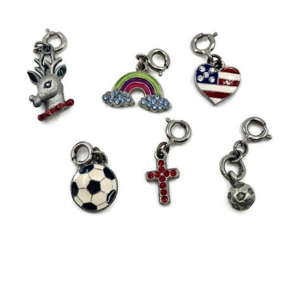 Lot of Six Enamel Charms w Clasps